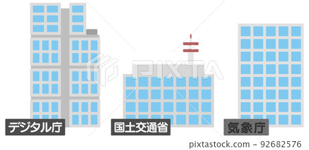 政府大樓和招牌的插圖(數碼廳、國土交通省、氣象廳) 政府大樓和招牌的插圖(數碼廳、國土交通省、氣象廳) 92682576
