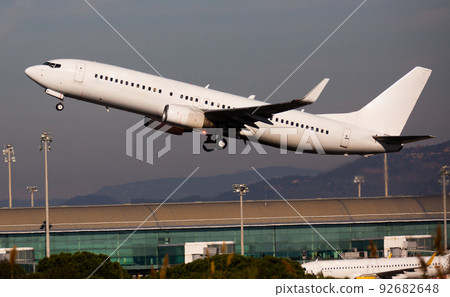 Image of passenger airplane take-off from airport Image of passenger airplane take-off from airport 92682648