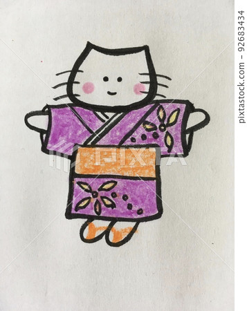 A cat wearing a yukata and not even full A cat wearing a yukata and not even full 92683434