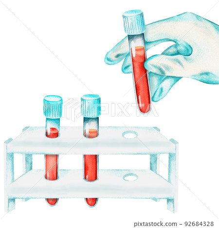 Blood test. Watercolor illustration. Isolated on a white background. 92684328