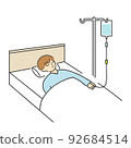 Men receiving drip in bed 92684514