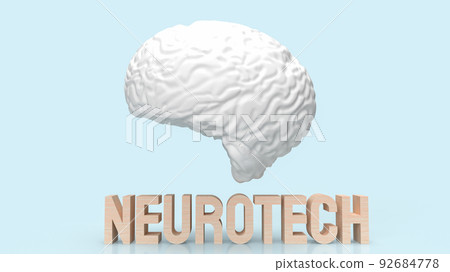 The white brain and wood text neueotech for sci or medical concept 3d rendering 92684778