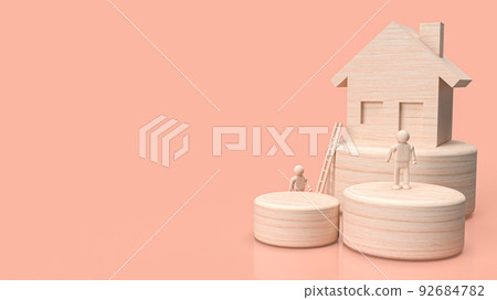 The wood home for property or construction concept 3d rendering 92684782