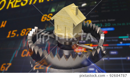 The home wood on bear trap for property or construction  concept 3d rendering 92684787