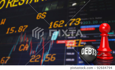 debts and red chess for business concept 3d rendering 92684794