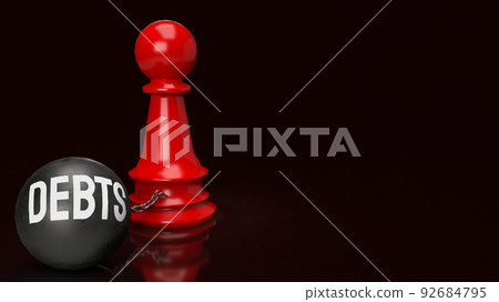 debts and red chess for business concept 3d rendering 92684795