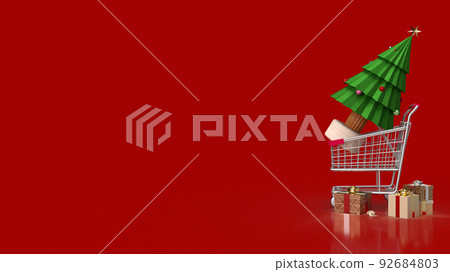 The Christmas in shopping cart for holiday marketing concept 3d rendering 92684803