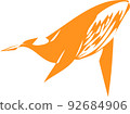 Illustration material: deformed whale sea creatures (orange) 92684906