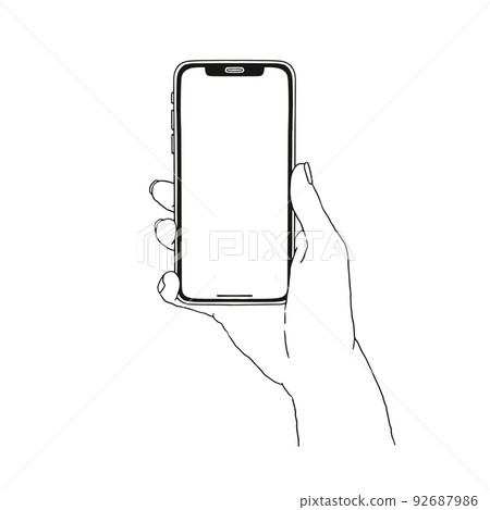 Hand holding a simple smartphone Smartphone mockup frame 92687986