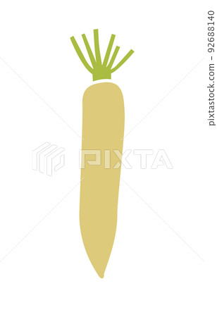 Daikon root vegetable. Vector flat illustration isolated on a white. Daikon root vegetable. Vector flat illustration isolated on a white. 92688140