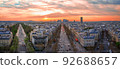 Aerial view to la Defense area at sunset 92688657