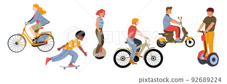 People riding eco city transport, nature friendly 92689224