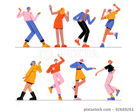 People dance, moving body at music disco party 92689261