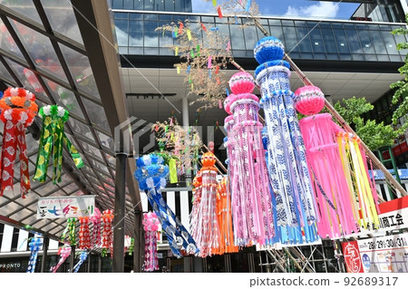 Tanabata decorations in front of Owari Ichinomiya Station 92689317