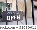 sign open and closed in restaurant for lockdown ideas unlock freedom tourist travel for lifestyle customer sign open and closed welcome new normal during Coronavirus covid-19 unlock 92690612