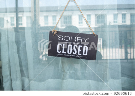 sign open and closed in restaurant for lockdown ideas unlock freedom tourist travel for lifestyle customer sign open and closed welcome new normal during Coronavirus covid-19 unlock 92690613