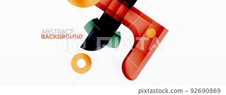Minimalist geometric abstract background. Lines, circles with shadow effects composition wallpaper design Minimalist geometric abstract background. Lines, circles with shadow effects composition wallpaper design 92690869