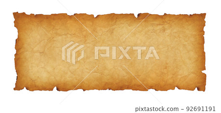 Old paper horizontal banner. Parchment scroll isolated on white 92691191