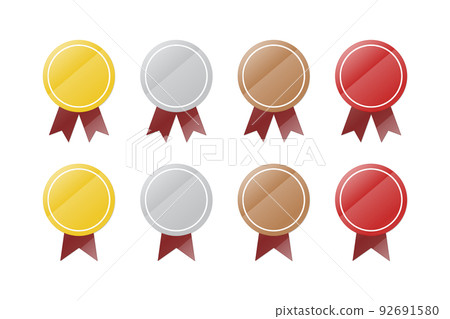 Gold, silver and bronze guide sticker badge illustration (glass gloss) Gold, silver and bronze guide sticker badge illustration (glass gloss) 92691580