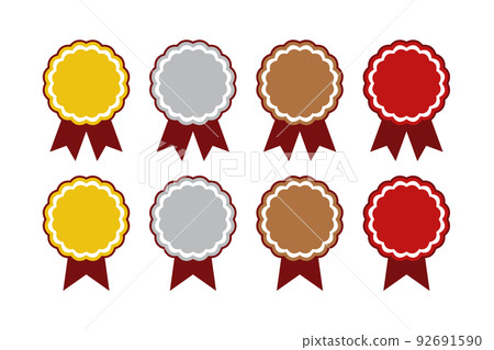 Gold, silver and bronze guide sticker badge illustration Gold, silver and bronze guide sticker badge illustration 92691590