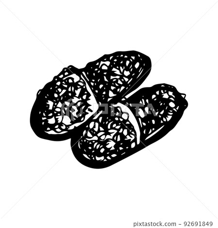 Vector of homemade fur slippers made of sheepskin. 92691849