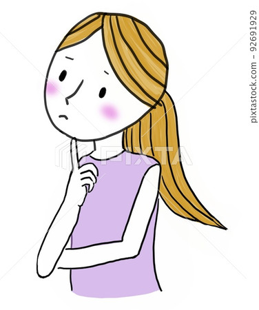 Woman thinking of long hair 92691929