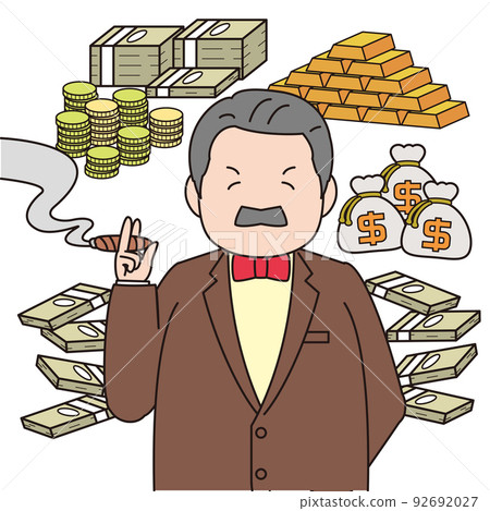 一個有錢人在他的財富面前抽雪茄 一個有錢人在他的財富面前抽雪茄 92692027