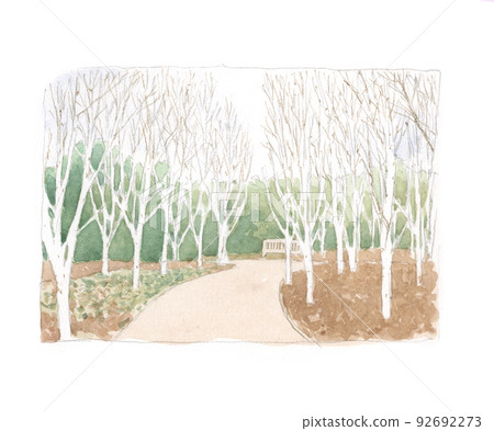 Watercolor painting: winter gardening 92692273