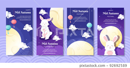 Mid Autumn Social Media Stories Template Flat Cartoon Background Vector Illustration Mid Autumn Social Media Stories Template Flat Cartoon Background Vector Illustration 92692589