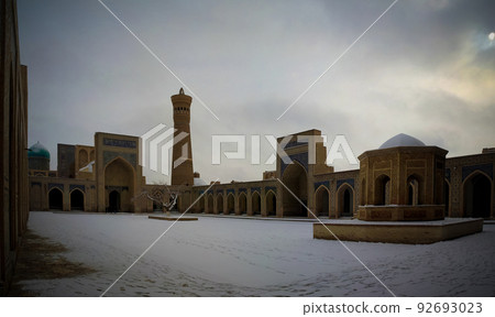 Mosque Kalyan minaret and courtyard as part of Po-i-Kalyan complex Bukhara, Uzbekistan Mosque Kalyan minaret and courtyard as part of Po-i-Kalyan complex Bukhara, Uzbekistan 92693023