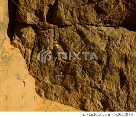 Cave paintings and petroglyphs at Tegharghart in Tassili nAjjer national park in Algeria 92693079