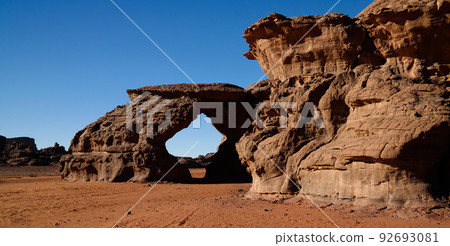 Landscape of sand dune and sandstone nature sculpture at Tamezguida in Tassili nAjjer national park, Algeria Landscape of sand dune and sandstone nature sculpture at Tamezguida in Tassili nAjjer national park, Algeria 92693081