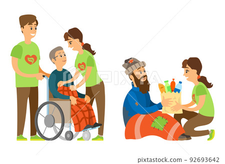 Handicapped and Vagrant, Social Caring Vector Handicapped and Vagrant, Social Caring Vector 92693642