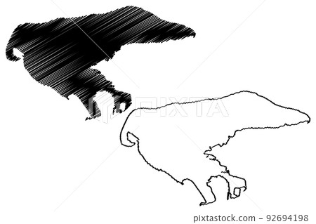 Borkum island (Federal Republic of Germany) map vector illustration, scribble sketch Borkum map 92694198