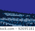 Illustration material: Easy to process title "Quiet night town" (cobalt blue) 92695181