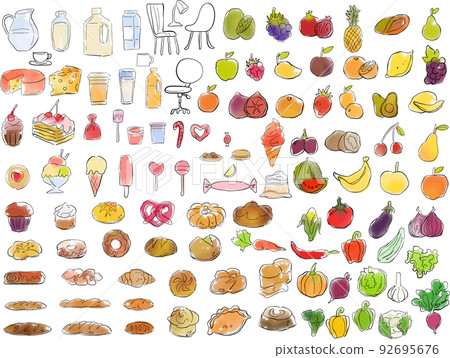 Food watercolor style illustration set Food watercolor style illustration set 92695676