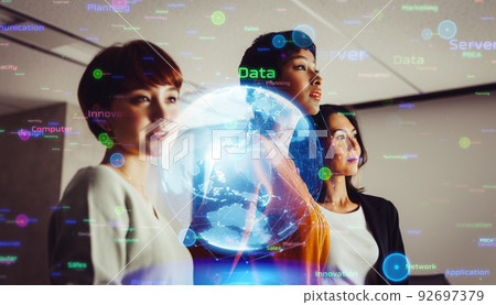 globe, global, business woman 92697379