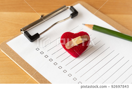 Check sheet and heart medical questionnaire heart bullying 92697843