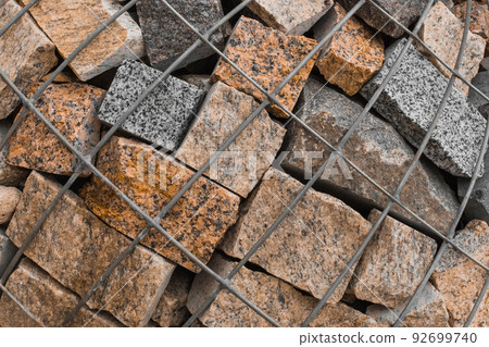 Stone decorations grid lattice mesh decor and design urban architecture wall texture background exterior 92699740