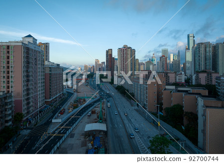 Aerial view of landscape in downtown of shenzhen city, China Aerial view of landscape in downtown of shenzhen city, China 92700744