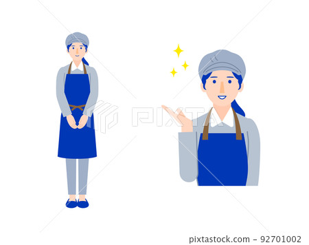 Shop staff wearing a hat Full and upper body female illustration 1 92701002