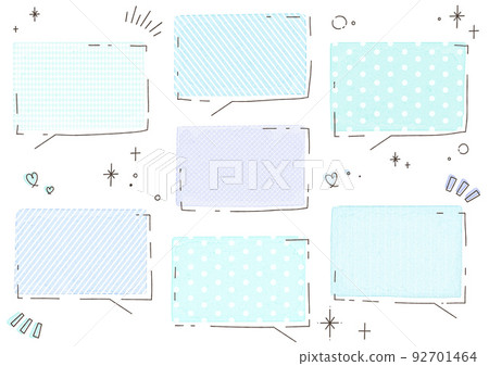 Speech balloon with a cute watercolor square pattern (blue version) Speech balloon with a cute watercolor square pattern (blue version) 92701464