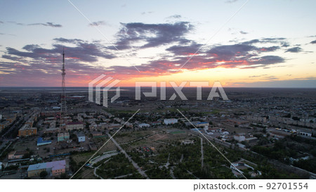Orange sunset with view of city and the TV tower Orange sunset with view of city and the TV tower 92701554