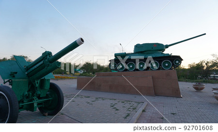 A real military tank on the shore of Lake Balkhash A real military tank on the shore of Lake Balkhash 92701608