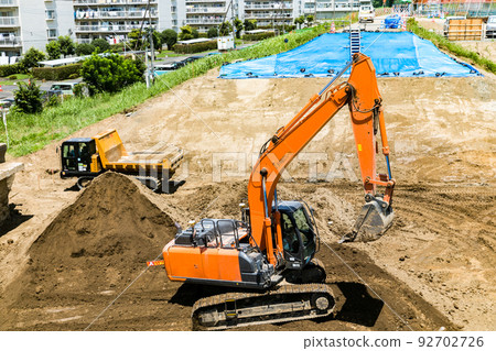 Saitama prefecture Irumagawa Furuya trough reconstruction work Heavy excavator Saitama prefecture Irumagawa Furuya trough reconstruction work Heavy excavator 92702726