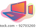 vector flat illustration of laptop and phone in perspective gradients. 92703260