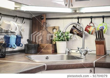stainless steel sink and mixer tap. stainless steel sink and mixer tap. 92704079