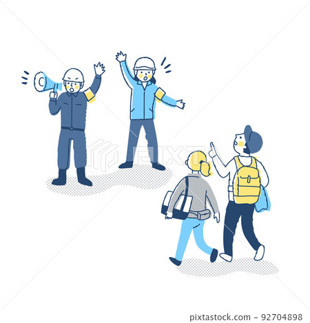 疏散引導者和避難者 疏散引導者和避難者 92704898