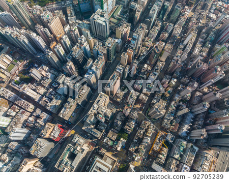Top down view of Hong Kong city 92705289