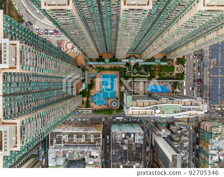 Top down view of residential apartment building in Hong Kong Top down view of residential apartment building in Hong Kong 92705346